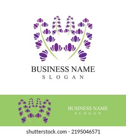 Fresh lavender flower logo vector flat design