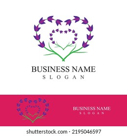 Fresh lavender flower logo vector flat design