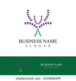 Fresh lavender flower logo vector flat design