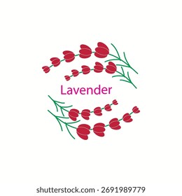 Diseño plano de Vector de logotipo de flor de lavanda fresca
