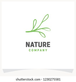 Fresh Leaf Hand drawn Logo Design Template