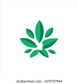 fresh leaf hemp logo vector