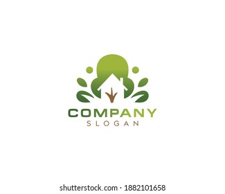 Fresh leaf home logo design-leaf logo design-leaf icon design-natural hut logo design
