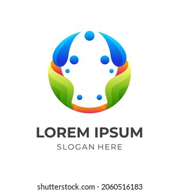fresh leaf logo, leaf and water, combination logo with 3d colorful style