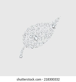 fresh leaf from transparent water drop vector sign icon, ecology and environment leave tree in forest, rainy season sign. tropical rain forest.