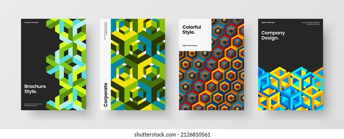 Composición de la ilustración del diseño del vector del folleto nuevo. Conjunto de diseño de listas de control de formas geométricas únicas.