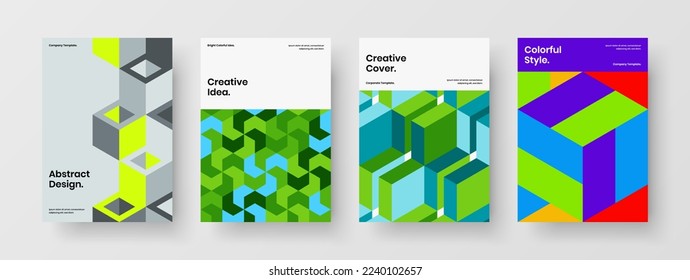 Fresh leaflet vector design template composition. Minimalistic geometric pattern handbill concept collection.