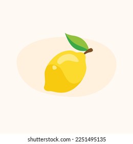 Fresh leafy lemon drawing. Vector