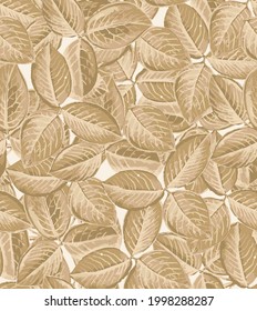 Fresh leaves scene in close up and minimal style so beautiful outdoor pattern for awesome nature background. Seamless pattern with autumn yellow leaves of elm.