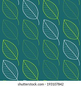 Fresh leaves seamless pattern in vector. Green foliage endless background