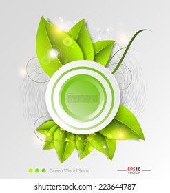 Fresh leaves vector background template for creative design tasks
