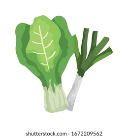 fresh leek with chard vegetables isolated icon vector illustration design