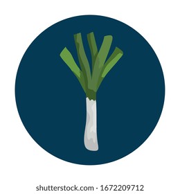 fresh leek vegetable in frame circular vector illustration design