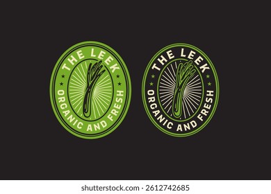 fresh leek vegetable retro vintage badge logo vector design collection set for market, farmer, agricultural, restaurant, groceries, vegan, nutrition