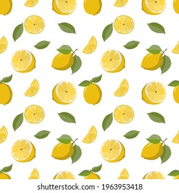 Fresh lemon background Hand drawn Colorful Vector wallpaper Seamless pattern Decorative illustration good for printing
