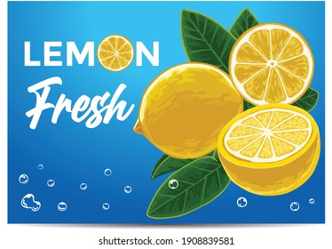 fresh lemon with bubble water, perfect for a product template