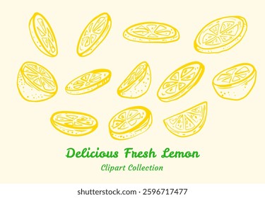 Fresh Lemon Clipart Set Vibrant and Juicy Design For Summer and Refreshing Designs