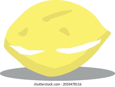 A fresh lemon drawing with a gray shadow below