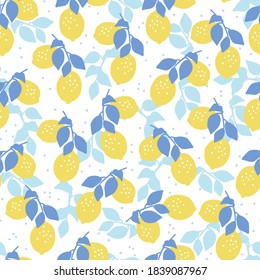 Fresh Lemon Flourish in Summer Vector Illustration Seamless Pattern for Background and Apparel Design