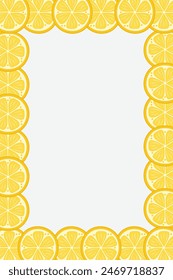 Fresh lemon frame. Fruit citrus lemons border