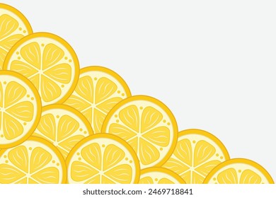 Fresh lemon frame. Fruit citrus lemons border