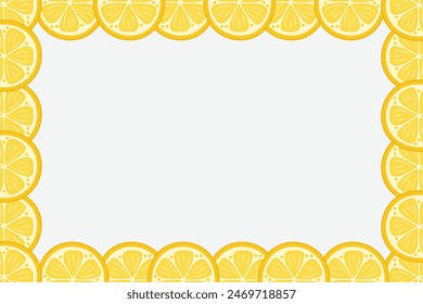 Fresh lemon frame. Fruit citrus lemons border