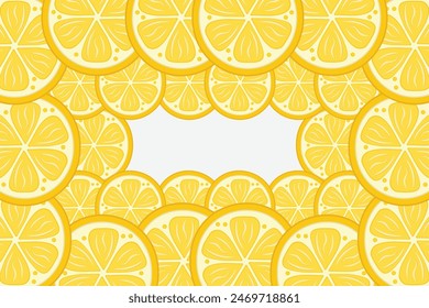Fresh lemon frame. Fruit citrus lemons border