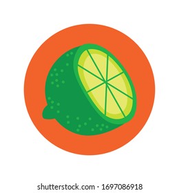 fresh lemon fruit block and flat style vector illustration design