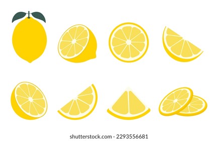 Fruta fresca de limón. Colección de iconos vectoriales de limona aislados en fondo blanco. Ilustración vectorial para diseño e impresión