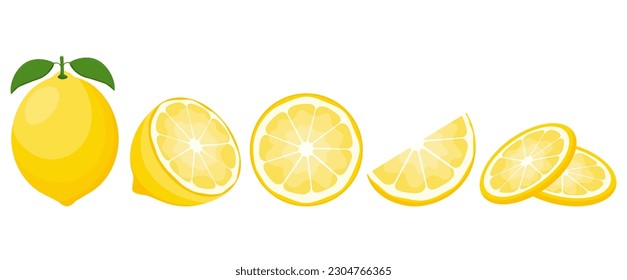 Fruta fresca de limón. Colección de iconos vectoriales de limona aislados en fondo blanco. Vector