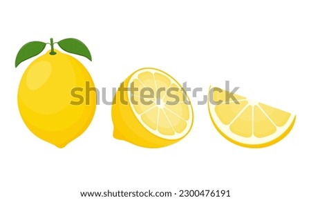 Fresh lemon fruit. Collection of lemone vector icons isolated on white background. Vector illustration for design and print