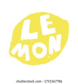 Fresh Lemon Fruit for Emblem, Logo, Sign or Badge. Grungy Hand drawn style rough sketching.
