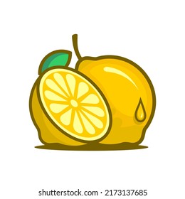 fresh lemon fruit illustration vector, lemon cartoon