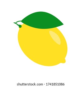 Fresh lemon fruit isolated on a white background. Lemon logo or badge. Icon citrus