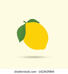 Fresh lemon fruit with leaf isolated on white background  EPS 10, top view 