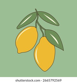 Fruta de limón fresca. Cítricos de lima en la ilustración gráfica de estilo amalfitano. Arte de contorno positivo, vibrante y feliz. Viaje de verano mediterráneo y tema de descanso del resort. Impresión de fondo del cartel de Antiguas retro