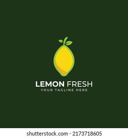 Fresh lemon fruit logo with leaves and fresh drink of lemon fruit. Modern vector illustration logo.