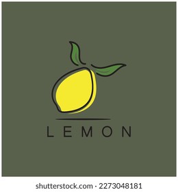 Fresh lemon fruit logo with leaves illustration template. Logo for lemon juice,lemon garden,fruit shop,modern vector.