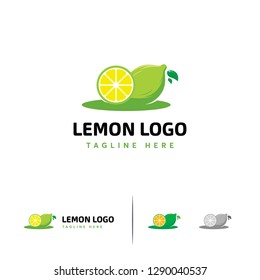 Fresh lemon Fruit logo template, Lemon Slice logo symbol, Lemon Lime symbol