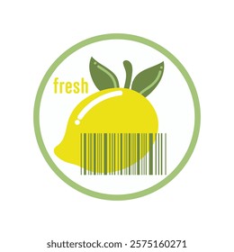 Fresh lemon fruit sticker in flat design. Vector illustration isolated.