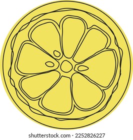 Fresh lemon fruit vector with abstract lines. lemon art vector. summer fruits