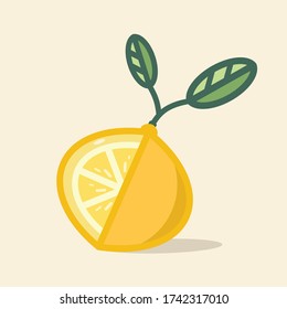 Fresh lemon fruit. Vector graphics. 
Yellow fruit, light background.
