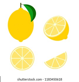 Fresh lemon fruit vector isolated set on white background - Vector illustration
