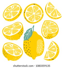 Fresh lemon fruits collection