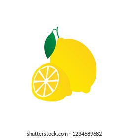 Fresh lemon fruits, collection of vector illustrations