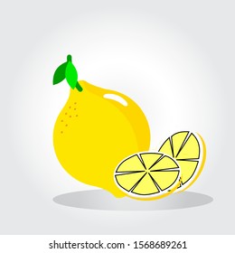 Fresh lemon fruits, collection of vector illustrations