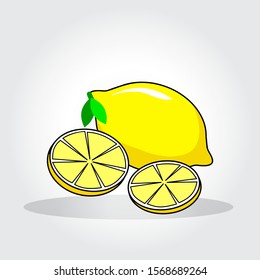 Fresh lemon fruits, collection of vector illustrations