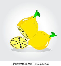 Fresh lemon fruits, collection of vector illustrations