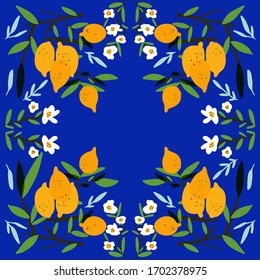 Fresh lemon fruits, collection of vector illustrations