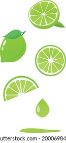 Fresh lemon fruits, collection of vector illustrations